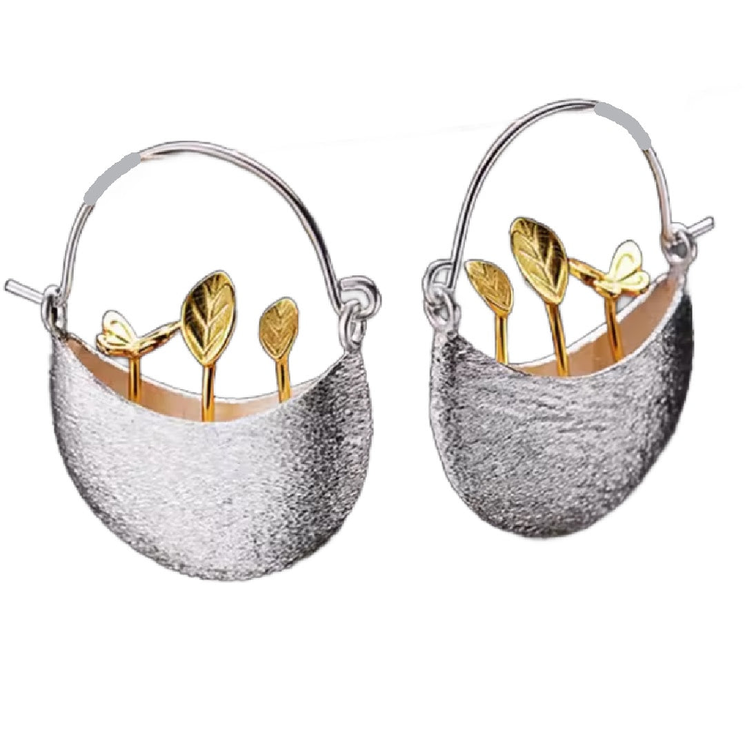 Tisket- the Modern Basket of Sprouts and Butterfly Earrings