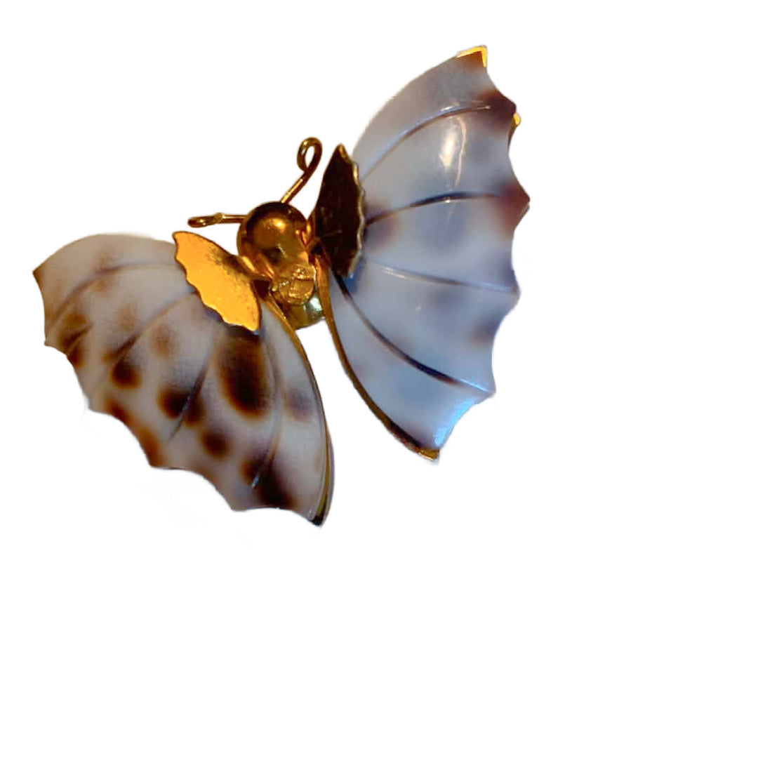 Sea Shell Winged Butterfly Brooch circa 1970s