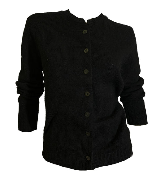Classic Black Button Front Cardigan circa 1960s