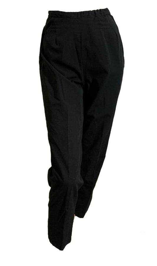 Black Cotton Capri Pants Elastic Waist circa 1960s