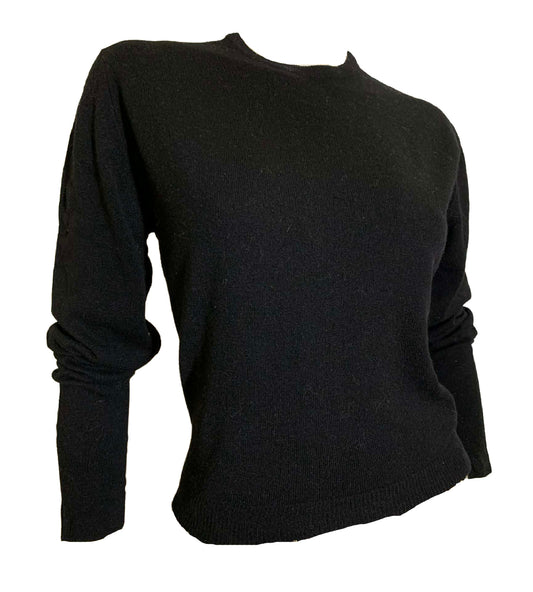 Onyx Black Laura Petrie Style Orlon Sweater circa 1960s