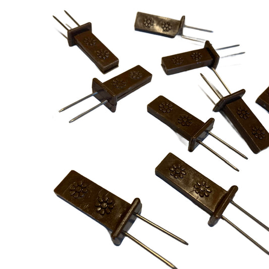 Brown Flower Accented Corn Holders 1960s