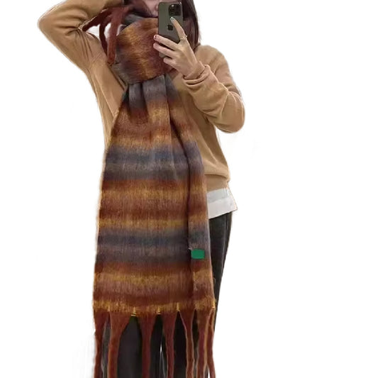 Val- the Striped Fringed Winter Scarf