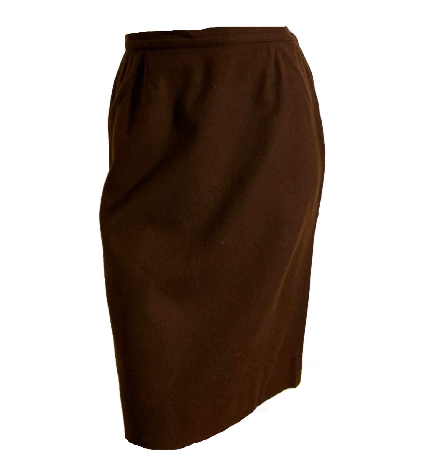 Chocolate Brown Wool Pencil Skirt circa 1960s