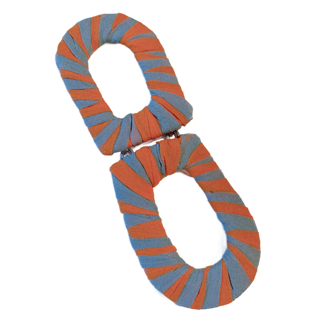 Orange and Blue Silk Striped Belt Buckle circa 1930s