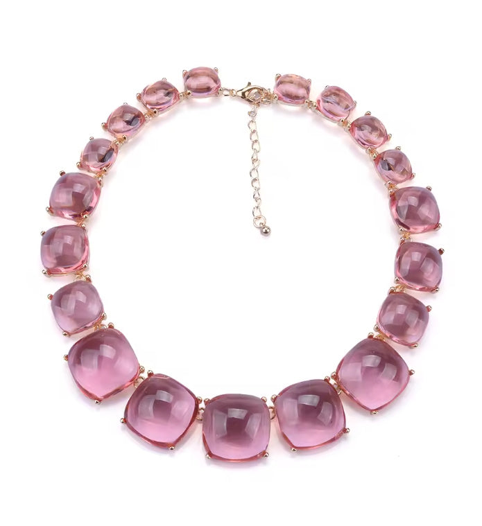 Connie- the Colored Cabachon Bib Necklace 5 Colors