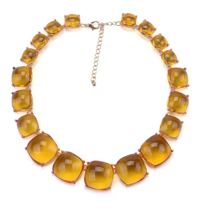 Connie- the Colored Cabachon Bib Necklace 5 Colors