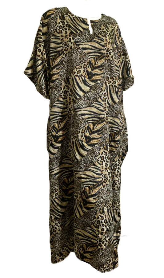 Jungle Leopard Print Caftan circa 1980s