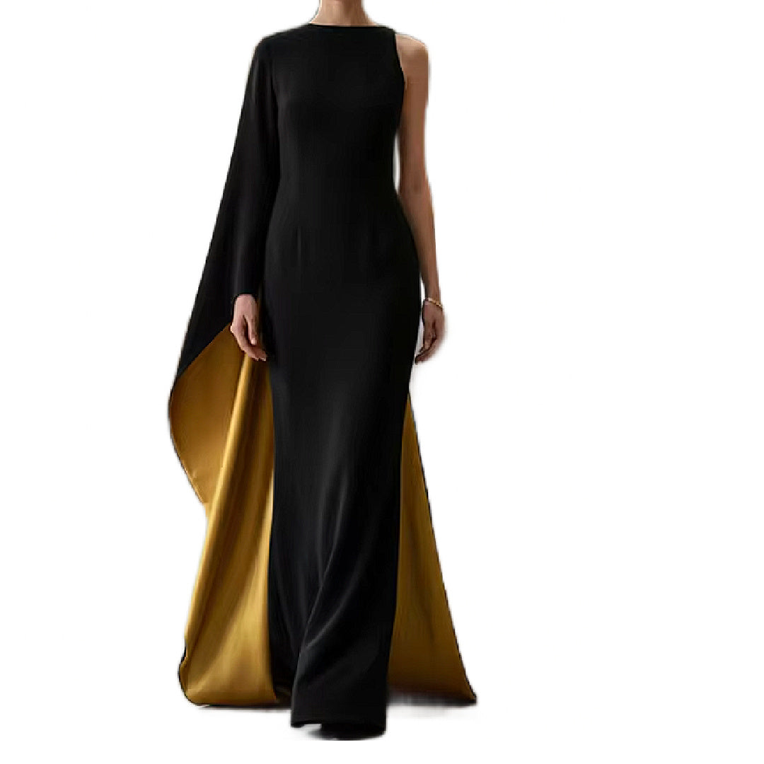 black and gold bridesmaid dresses Mab- the One Sleeved Caped Back Evening Gown S Size:19–19.5 Neck – 34/35 Sleeve Customization service is also Shein Blue and White brand_rag & bone