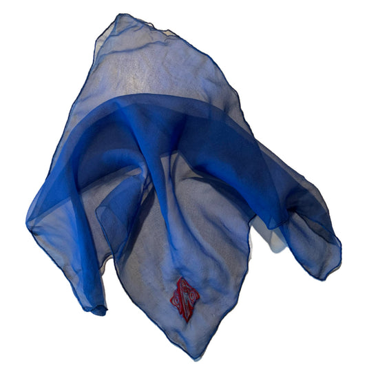 Royal Blue Monogrammed Initial Handkerchief Pocket Square Letter G circa 1940s