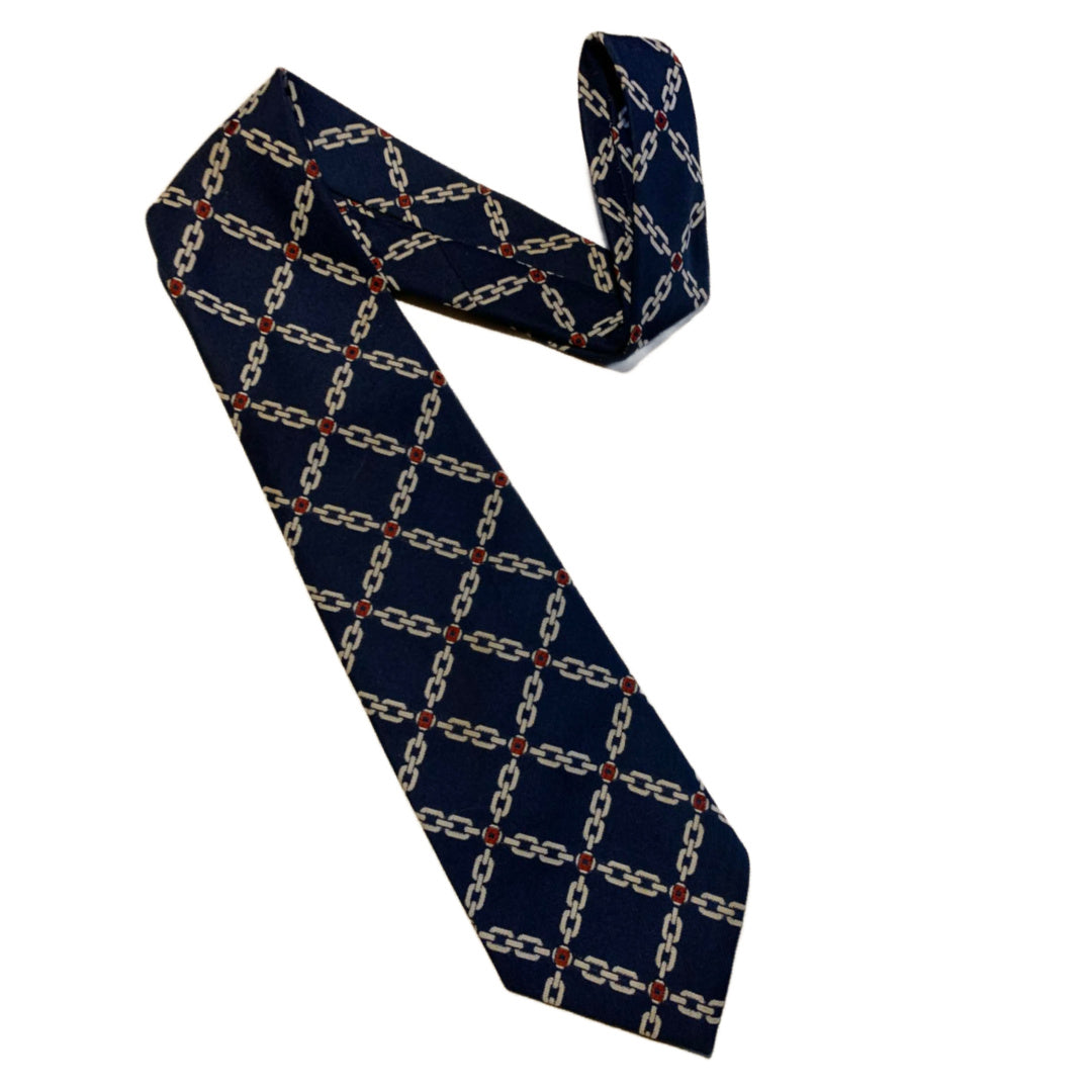 Red White and Blue Chain Design Men's Tie circa 1970s