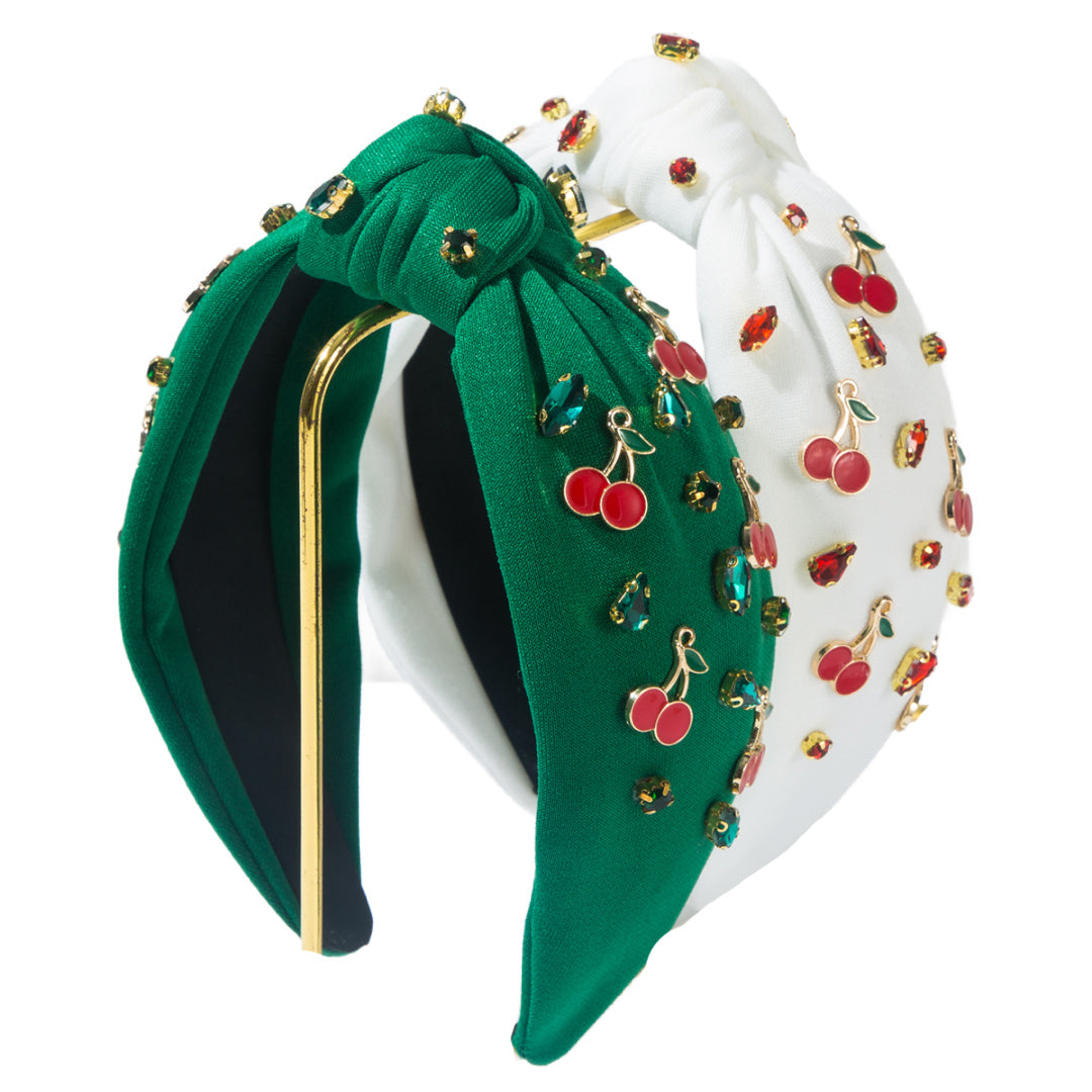 Cherry Valance- the Cherry Charms and Rhinestones Fabric Headband 2