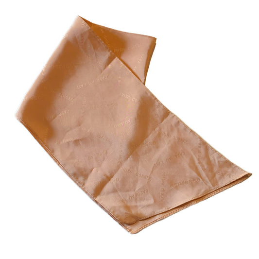 Coffee Themed Apricot Colored Oblong Scarf circa 1980s