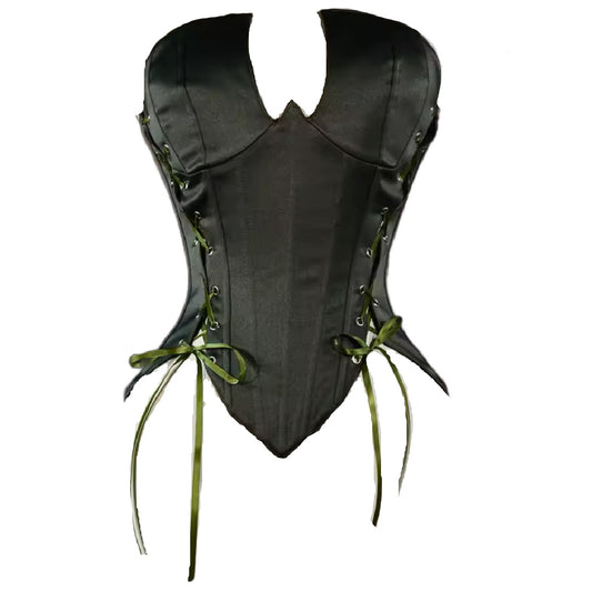 Maid Marian- the Peaked Bust Satin Corset Side Lacing 3 Colors