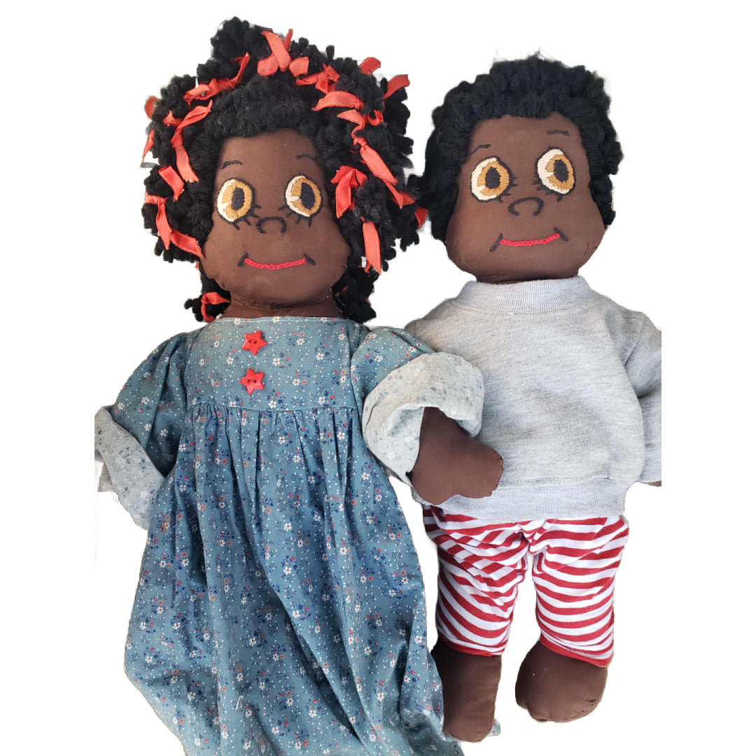 1940s Black Americana Embroidered Stuffed Baby Doll Set