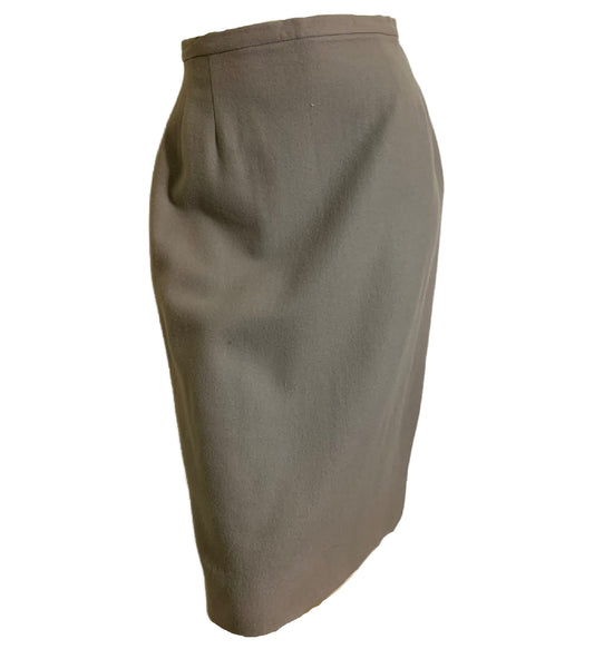 Warm Grey Wool Pencil Skirt circa 1960s