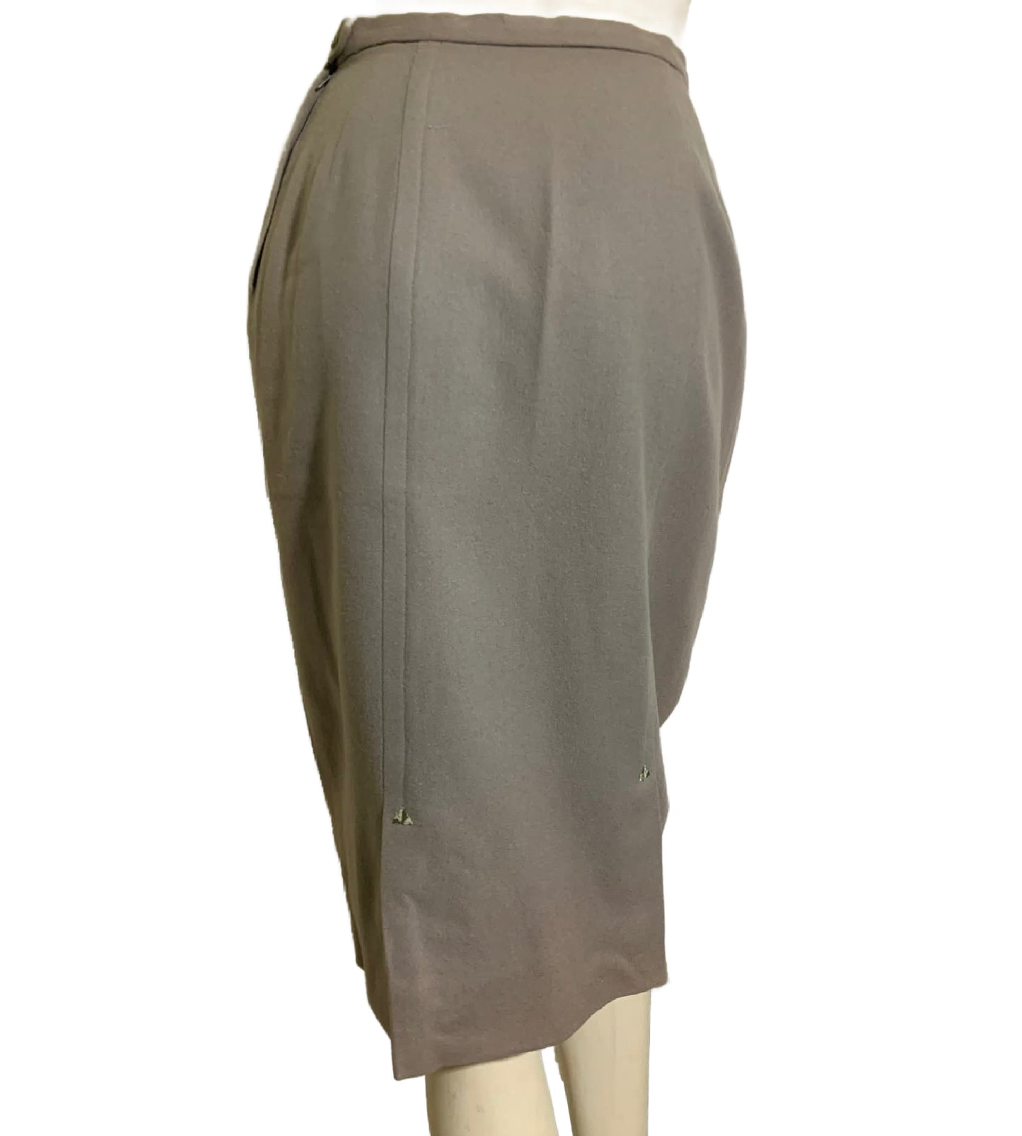 Warm Grey Wool Pencil Skirt circa 1960s
