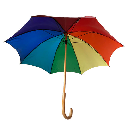 Rainbow Striped Large Nylon Umbrella circa 1980s Diane Von Furstenberg