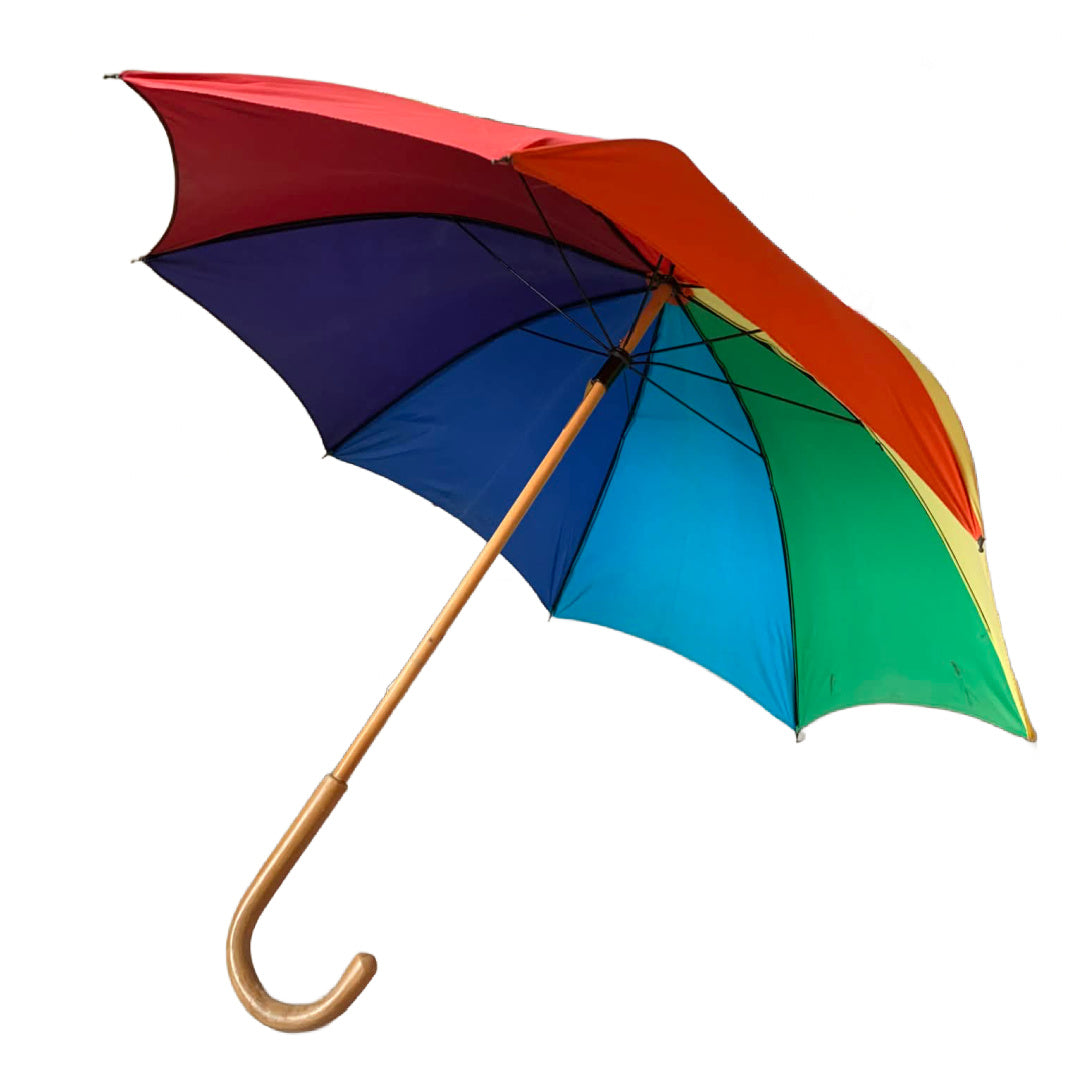 Rainbow Striped Large Nylon Umbrella circa 1980s Diane Von Furstenberg