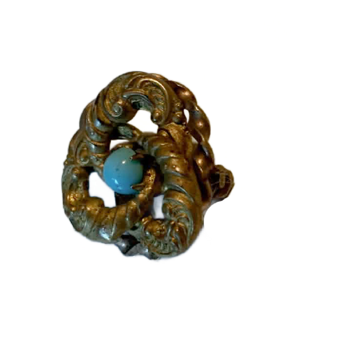 Nested Blue "Egg" Cabochon Mini Brooch circa 1910s