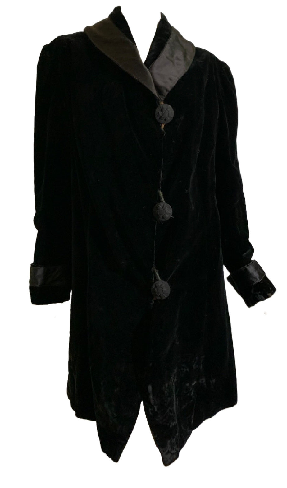 Black Velvet Silk Trimmed Classic Edwardian Jacket circa 1910s