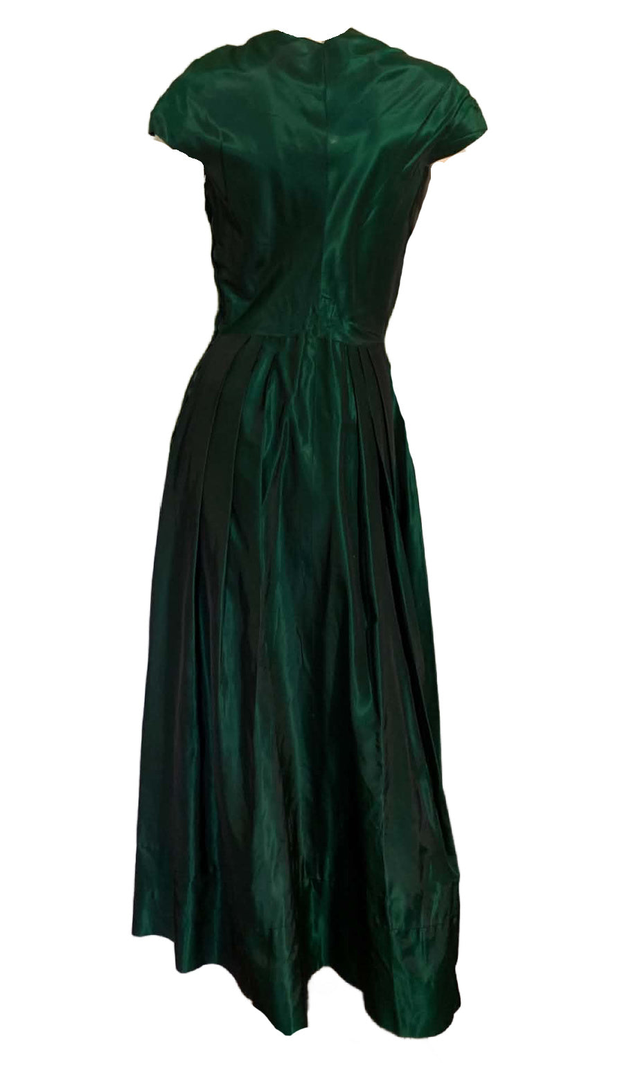 Shimmering Emerald Green Taffeta Party Dress with Bolero Jacket circa 1940s