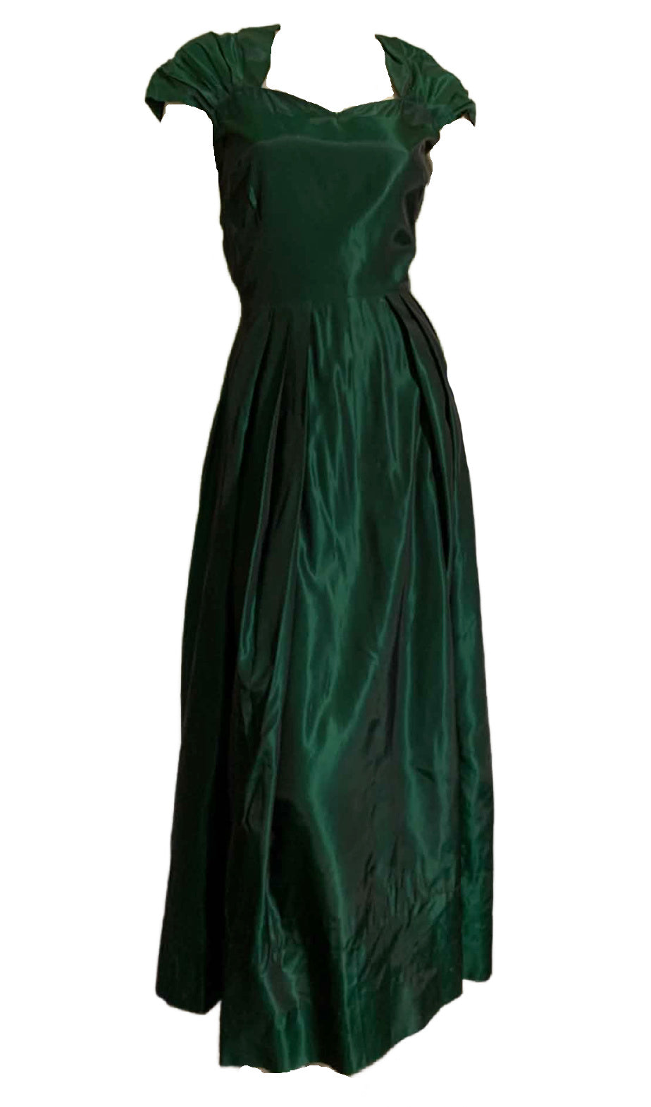 Shimmering Emerald Green Taffeta Party Dress with Bolero Jacket circa 1940s