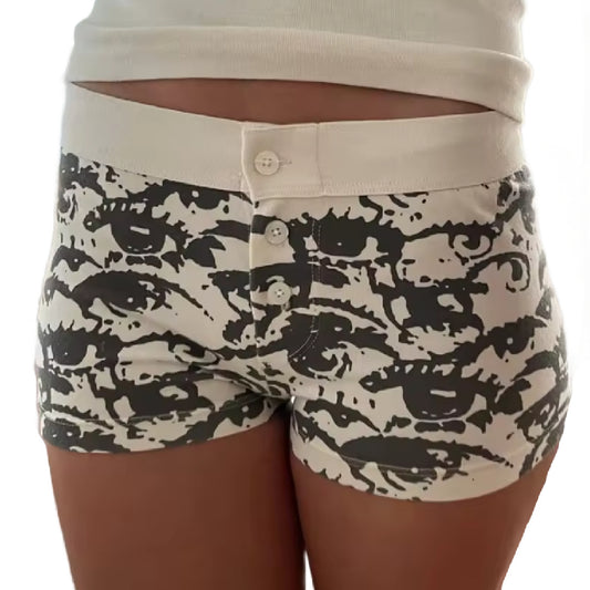 Jackie- the Sultry Eye Print Short Shorts