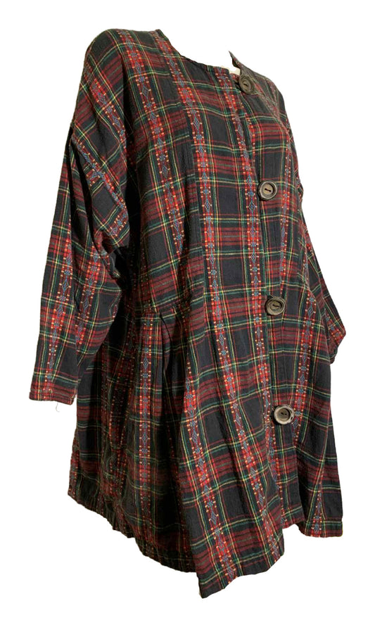 Plaid Flannel Coat Dress circa 1990s