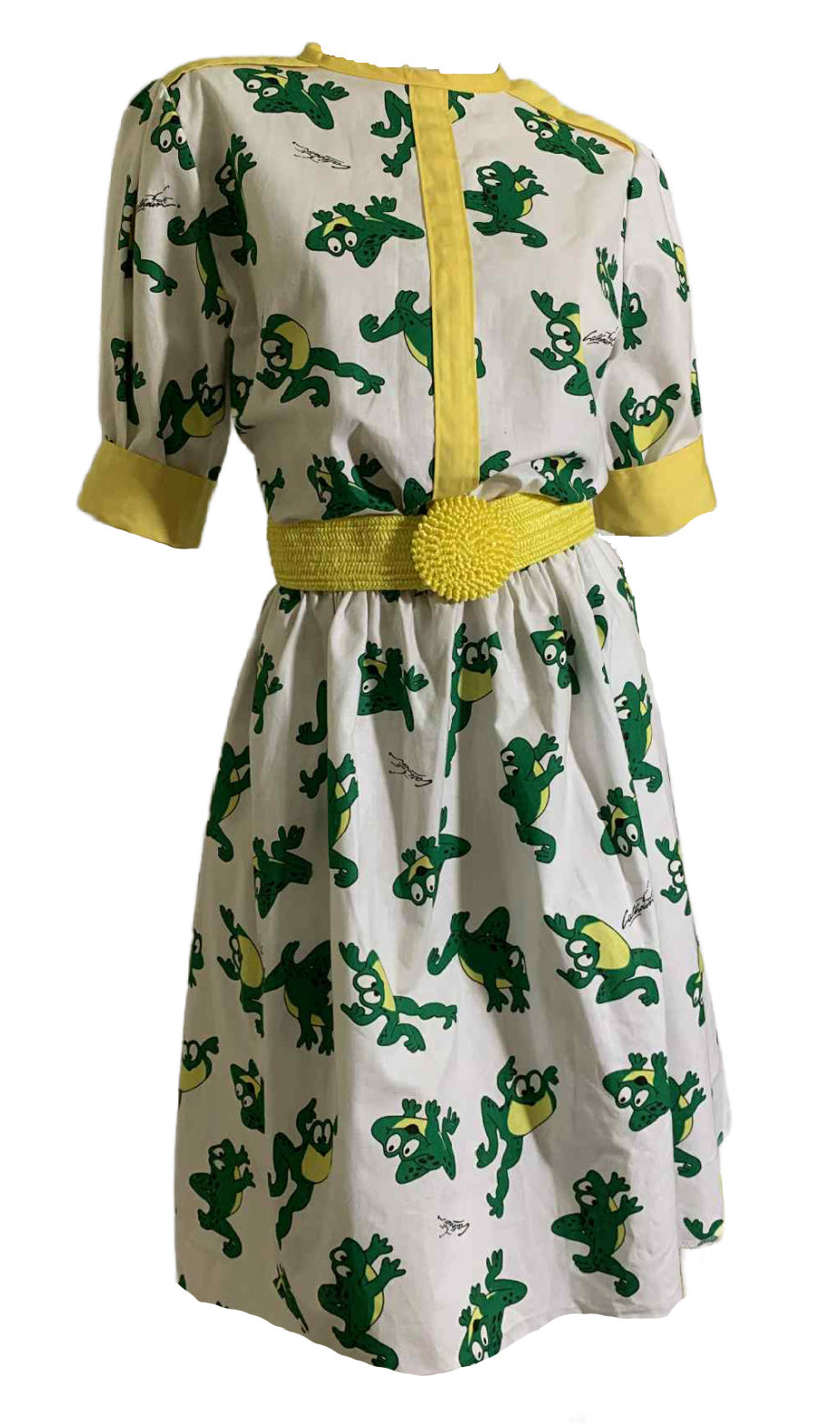 Dancing Frog Novelty Print Cotton Dress circa 1990s