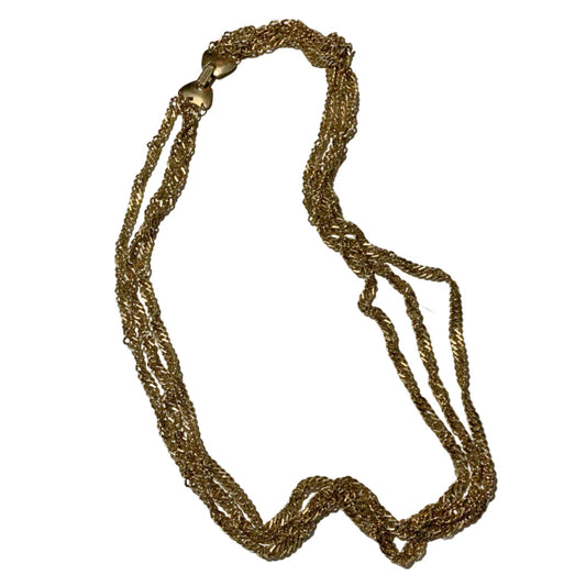 Gold Tone Triple Strand Chain Layering Necklace circa 1970s
