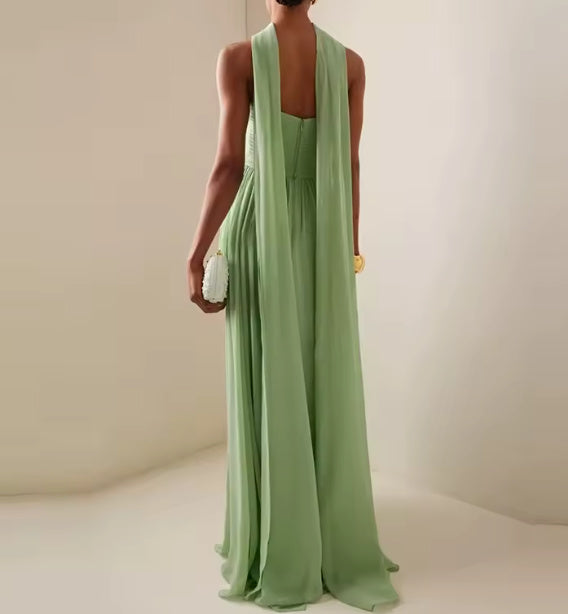 Gemma- the Seafoam Green Chiffon Evening Gown With Scarf M Gemma- the Seafoam Green Chiffon Evening Gown With Scarf M