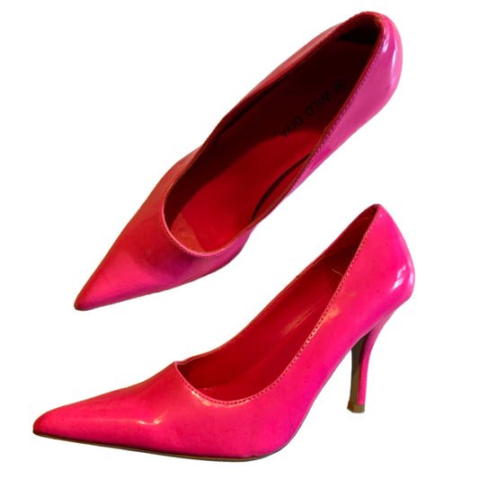 Neon Pink Vinyl Pointed Toe High Heel Shoes circa 2000s