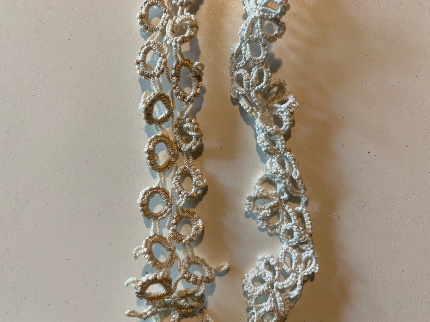 Lot 2 Pieces Crocheted Lace Ribbon Trim circa 1900