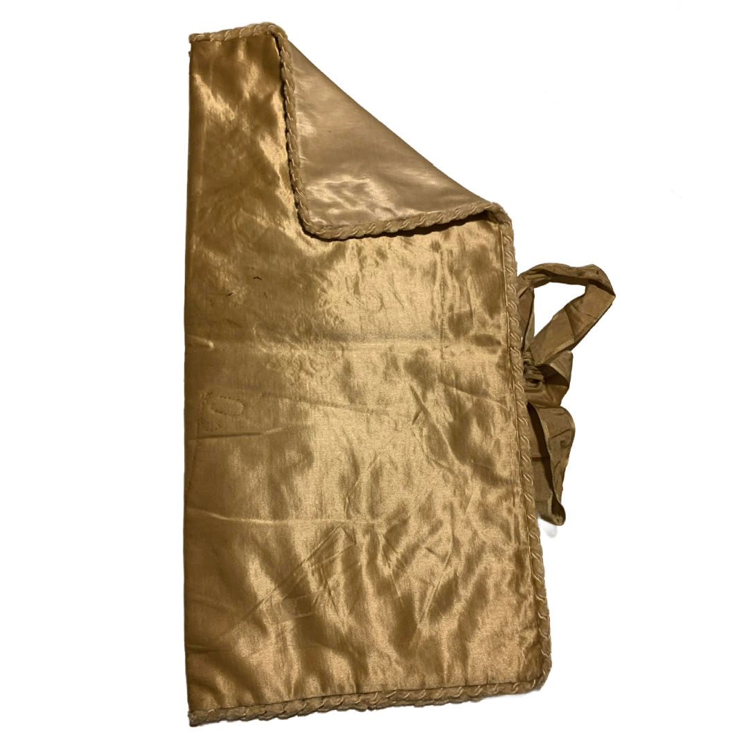 Ivory Silk Lingerie Keeper with Purple Painted Flowers & Ribbons circa 1890s