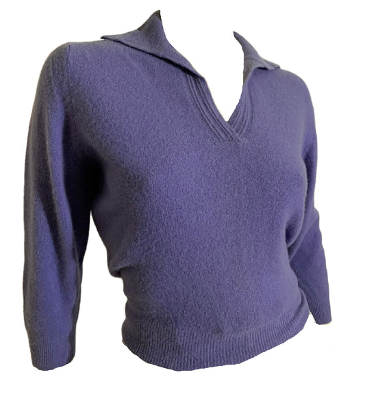Lavender Orlon Sweater V Neck and Collar circa 1960s
