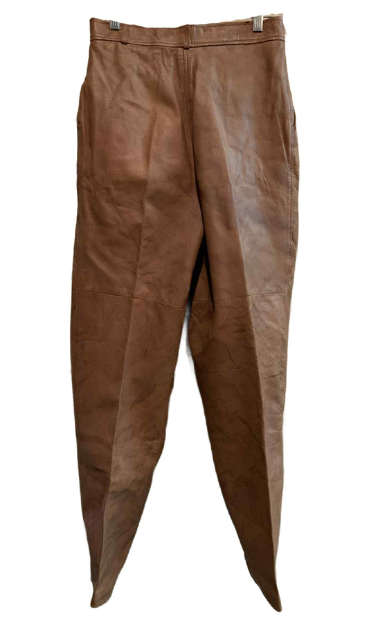 Caramel and Cocoa Brown Marbled Leather High Waist Pants circa 1980s