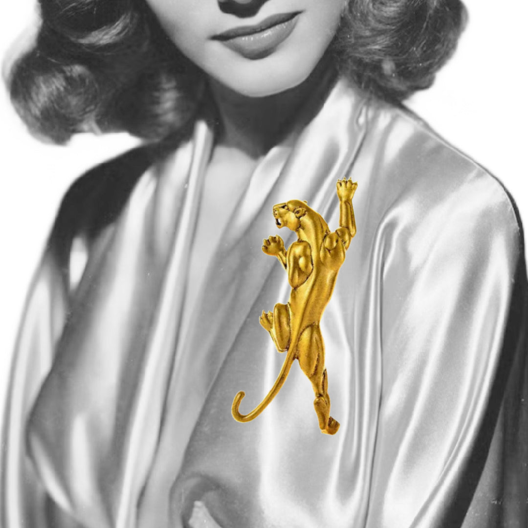Climbing Panther Big Cat Brooch Inspired by the 1940s 3 Colors