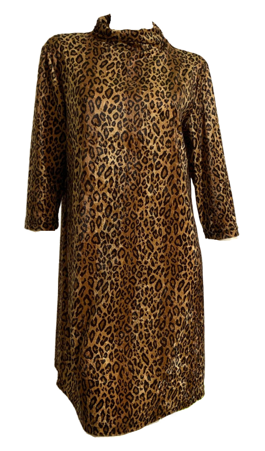 Leopard Print Velvet Shift Dress circa 1980s