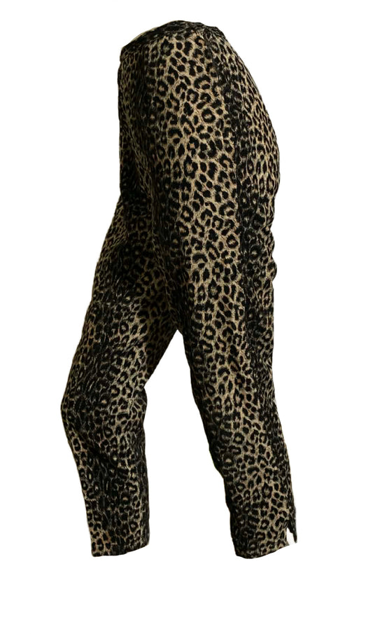 Rad Leopard Print Mini Wale Corduroy Pedal Pusher Pants circa 1960s