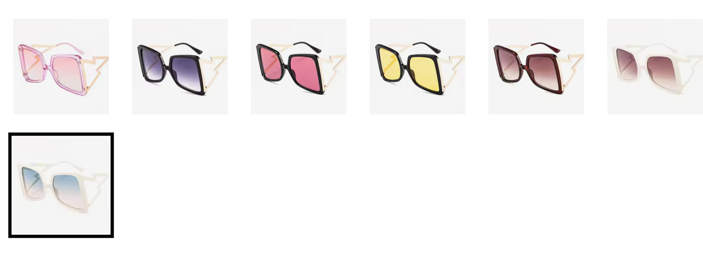 Davina- the Lightning Bolt Arm Oversize Sunglasses 7 Colors