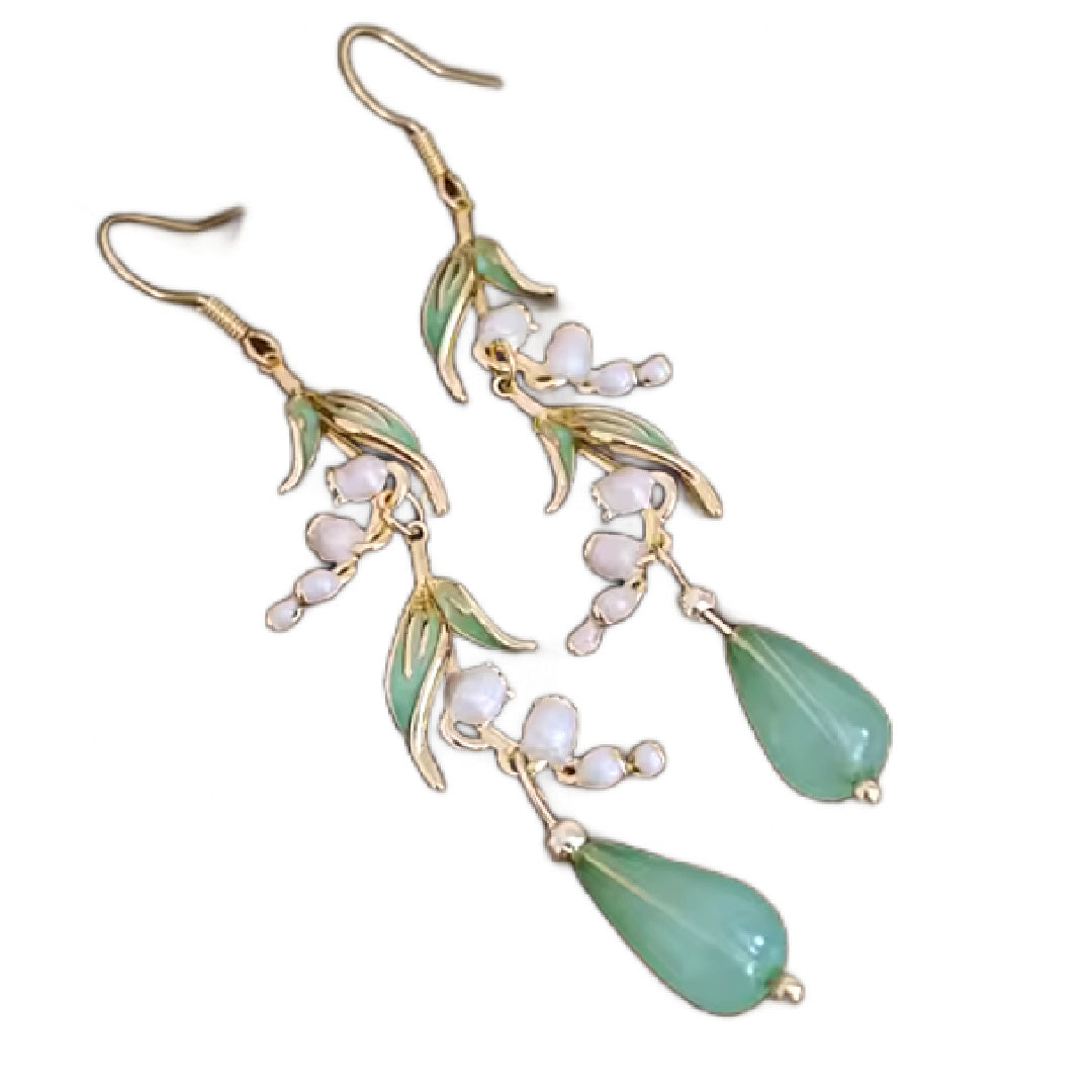 Dropped- the Lily of the Valley Dew Drop Dangle Earrings