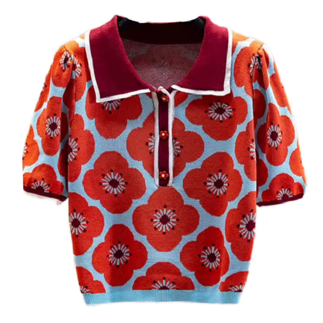 Popped- the European Poppy Design Knit Top 2 Colors