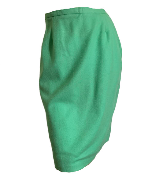 Minty Green Wool Pencil Skirt circa 1960s
