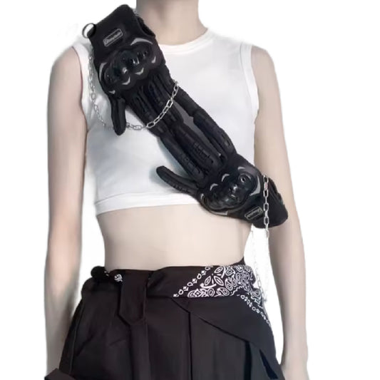 Moto- the Cyber Punk Moto Gloves Harness or Belt or Bra Top 2 Color Ways