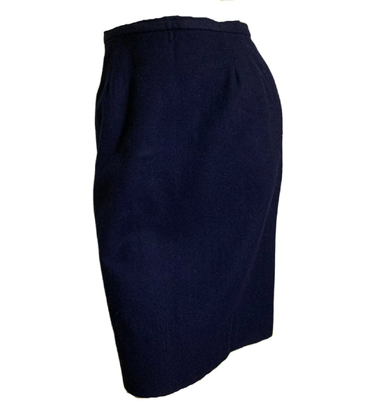 Midnight Blue Wool Pencil Skirt circa 1960s