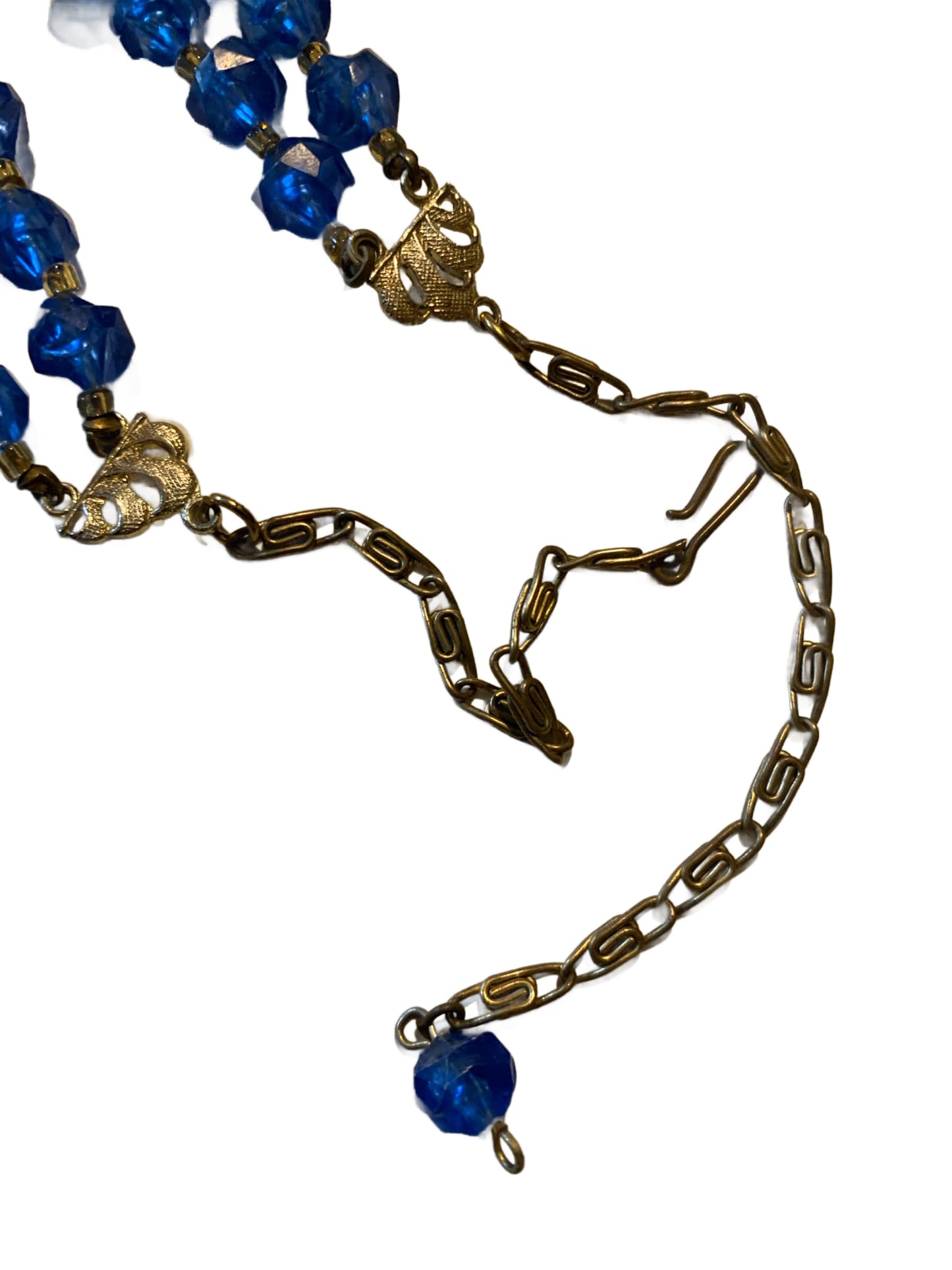 Cobalt Blue Double Strand Beaded Necklace circa 1940s