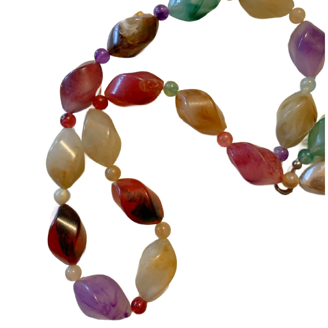 Candy Colored Twisted Bead Necklace circa 1960s