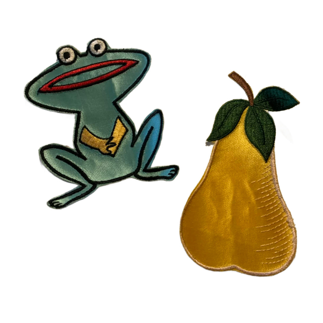 Big Satin Embroidered Patches Frog and Pear 1980s – Dorothea's Closet ...