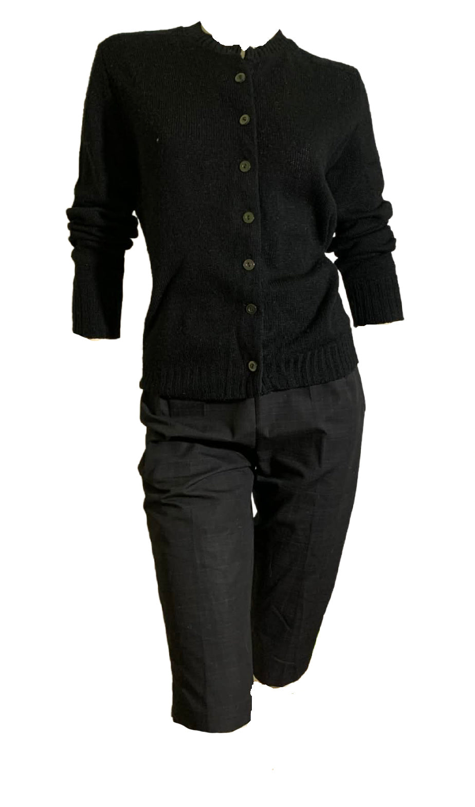 Classic Black Button Front Cardigan circa 1960s